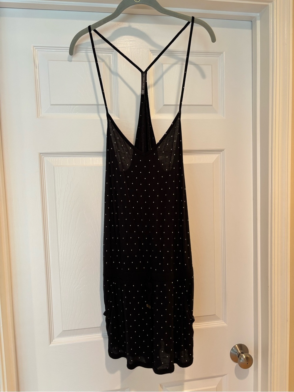 Victoria’s Secret Black and White Polka Dot Romper Pockets Medium